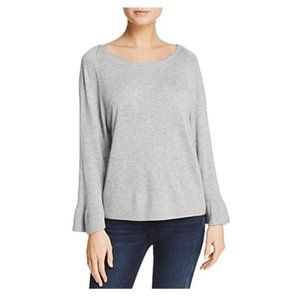 NWT Splendid Womens Ruffle Hem Ribbed Trim Cashblend Sweater Size XL $130 K078